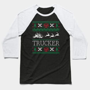 Christmas Trucker Truck Driver Ugly Christmas Sweater Baseball T-Shirt